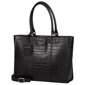    Burkely About Ally Workbag hnedá dámska kožená taška cez rameno s krokotlačou 15"