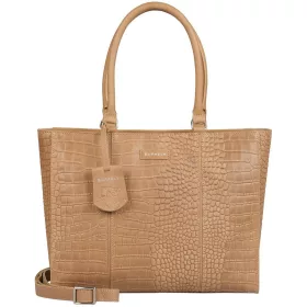    Burkely About Ally Workbag hnedá dámska kožená taška cez rameno s krokotlačou 15"