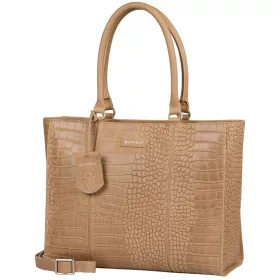    Burkely About Ally Workbag hnedá dámska kožená taška cez rameno s krokotlačou 15"