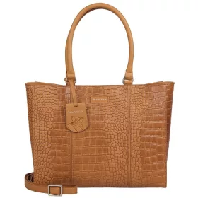    Burkely About Ally Workbag hnedá dámska kožená taška cez rameno s krokotlačou 15"
