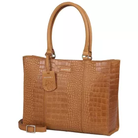    Burkely About Ally Workbag hnedá dámska kožená taška cez rameno s krokotlačou 15"