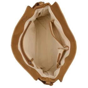    Dámska kožená taška cez rameno Burkely Even Ella Hobo béžovej farby