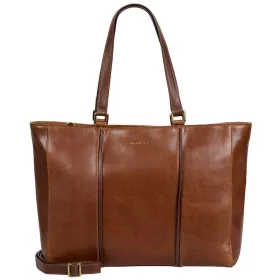    Burkely About Ally Workbag hnedá dámska kožená taška cez rameno s krokotlačou 15"