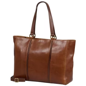    Burkely About Ally Workbag hnedá dámska kožená taška cez rameno s krokotlačou 15"