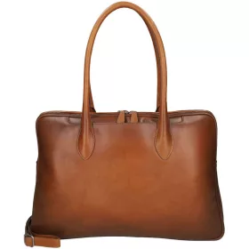    Burkely About Ally Workbag hnedá dámska kožená taška cez rameno s krokotlačou 15"