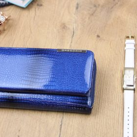    Gregorio GF111 modrá dámska kožená peňaženka 19 x 9,5 x 3,5 cm