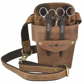    Kadernícky nástroj Greenburry, kožené puzdro na opasok na nožnice, opasok