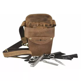    Kadernícky nástroj Greenburry, kožené puzdro na opasok na nožnice, opasok