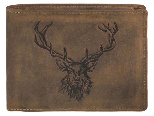  Pánska kožená peňaženka Greenburry hunter s potlačou hlavy jeleňa