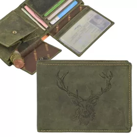    Kožená pánska peňaženka Greenburry hunter, olivovo zelená