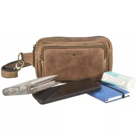  Starožitná hnedá kožená taška na opasok Greenburry