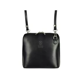    Čierna dámska kožená kabelka cez rameno Barberinis, crossbody 17 x 16 x 8,5 cm