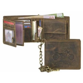    Kožená peňaženka s horizontálnym motívom motorky Greenburry, hnedá