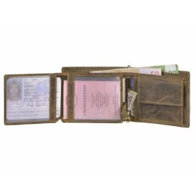    Kožená peňaženka s horizontálnym motívom motorky Greenburry, hnedá