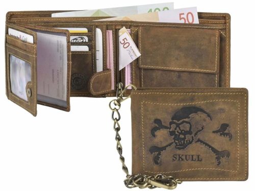  Reliéfna kožená peňaženka Greenburry s lebkou