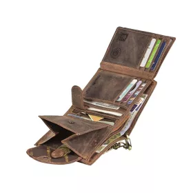  Kožená peňaženka s motívom motorky Greenburry, hnedá