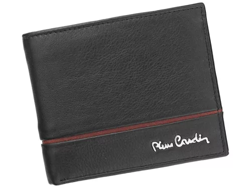  Pierre Cardin SAHARA TILAK15 8824 čierno-červená pánska peňaženka z hovädzej kože 11 x 9,5 x 2 cm