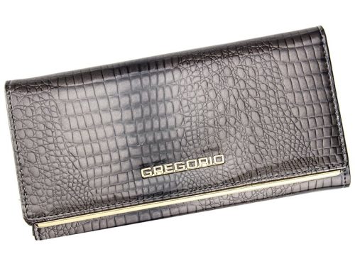 Gregorio SLL-114 szürke női marhabőr pénztárca 17.5 x 9.5 x 3.3 cm