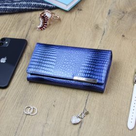    Gregorio GF114 modrá lakovaná dámska peňaženka 17,5 x 9,5 x 3,3 cm