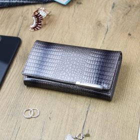    Gregorio GF114 sivá lakovaná dámska peňaženka 17,5 x 9,5 x 3,3 cm