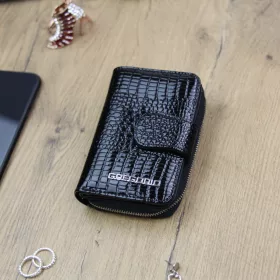    Gregorio GF115 čierna lakovaná dámska peňaženka 9,5 x 13 x 3,3 cm