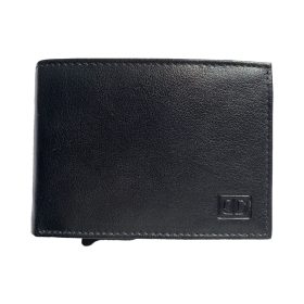    Double-D čierna kožená vyskakovacia peňaženka, držiak na karty 11×8 cm