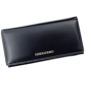    Gregorio veľká tmavomodrá dámska kožená peňaženka 18,5 × 9,5 cm