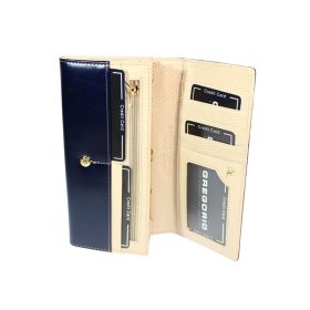    Gregorio veľká tmavomodrá dámska kožená peňaženka 18,5 × 9,5 cm