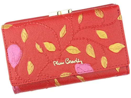  Pierre Cardin 04 PLANT 108 červená dámska kožená peňaženka 14,5 x 8,5 cm