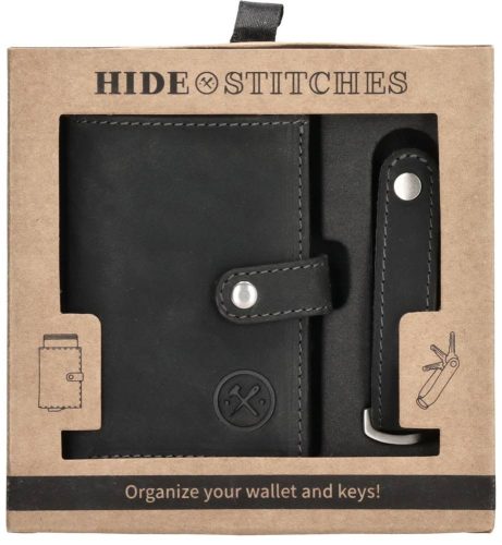  20208001 Darčeková krabička na bezpečnostnú peňaženku Hide and Stitches čierna