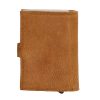  Hide&Stiches okrovo žltá kožená vyskakovacia mini peňaženka, držiak na karty 10×7 cm