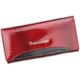    Gregorio dámska, kroko vzor, bordová lakovaná peňaženka 18 × 10 cm