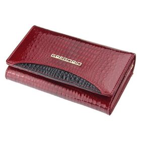    Gregorio dámska, kroko vzor, bordová lakovaná peňaženka 15 × 9 cm