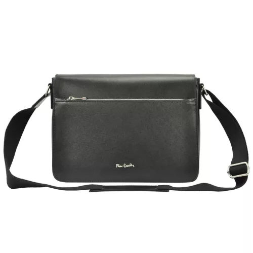 Pierre Cardin FRZ 1638 čierna pánska bočná taška z hovädzej kože, aktovka 36 x 25 x 10 cm