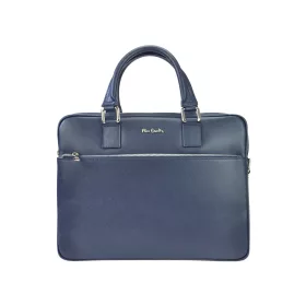    Pierre Cardin FRZ 1640 modrá aktovka z hovädzej kože, taška na notebook 37 x 29 x 7 cm