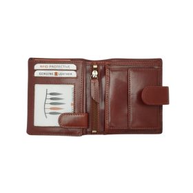    Pánska hnedá kožená peňaženka Giorgio Carelli RFID, 8,5 x 10 cm