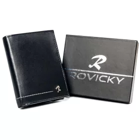    Rovicky N4-CMC čierna pánska kožená peňaženka 9,5 x 12,5 x 2,5 cm