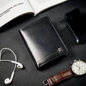    Rovicky N4-CMC čierna pánska kožená peňaženka 9,5 x 12,5 x 2,5 cm