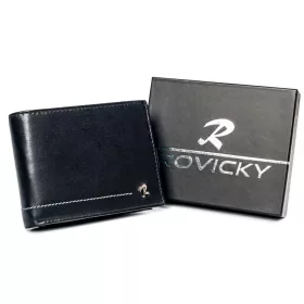    Rovicky N992-CMC čierna pánska peňaženka z hovädzej kože 12,5 x 9,5 x 3 cm