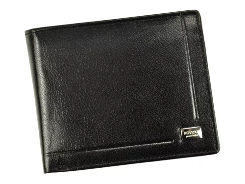  Pánska kožená peňaženka Rovicky PC-103-BAR RFID čierna 12 x 9 x 2,5 cm