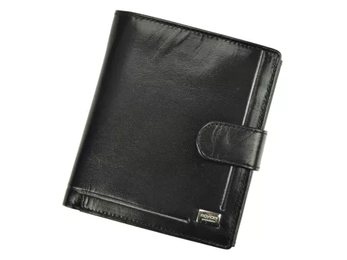  Pánska kožená peňaženka Rovicky PC-102L-BAR s RFID čipom, čierna, 10,5 x 12,5 x 2,5 cm