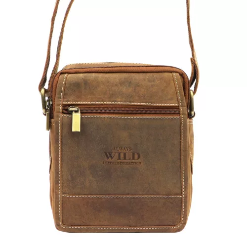  Kožená pánska bočná taška s koňakom Wild 251-MH, taška cez rameno 16 x 21 x 7 cm