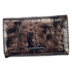    Dámska lakovaná peňaženka Gregorio kroko vzor hnedá 15,3 × 9,8 cm
