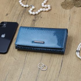    Gregorio PT-107 modrá dámska kožená peňaženka 16,5 x 9 x 3,5 cm