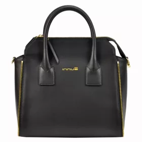    Dámska kožená kabelka Innue E351 čierna, crossbody 30 x 27 x 14 cm