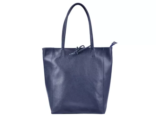  Dámska kožená kabelka cez rameno Patrizia 27-002 Z tmavomodrá, shopper 39 x 36 x 14 cm