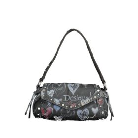 Desigual fekete farmer, mintás válltáska 27 x 18 x 7 cm