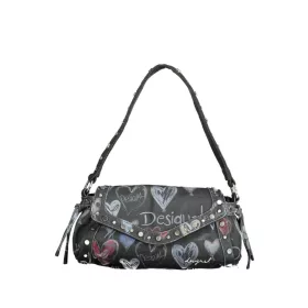    Desigual čierna džínsová, vzorovaná kabelka cez rameno 27 x 18 x 7 cm
