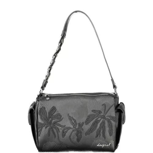  Dámska čierna kabelka cez rameno Desigual s rastlinným vzorom 25 x 20 x 12 cm