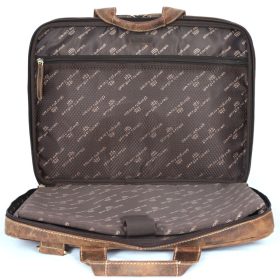    Veľká hnedá kožená aktovka Giorgio Carelli, taška na notebook 15"